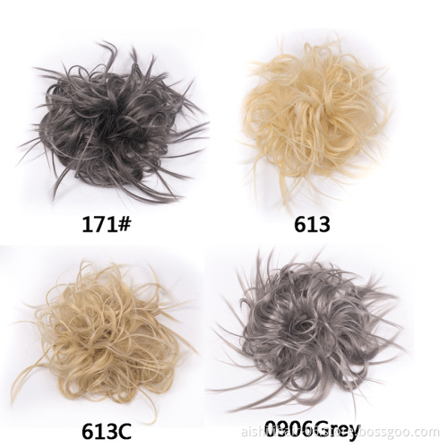 Aishili wholesale messy hair buns extension synthetic hair Elastic Band Chignon for women